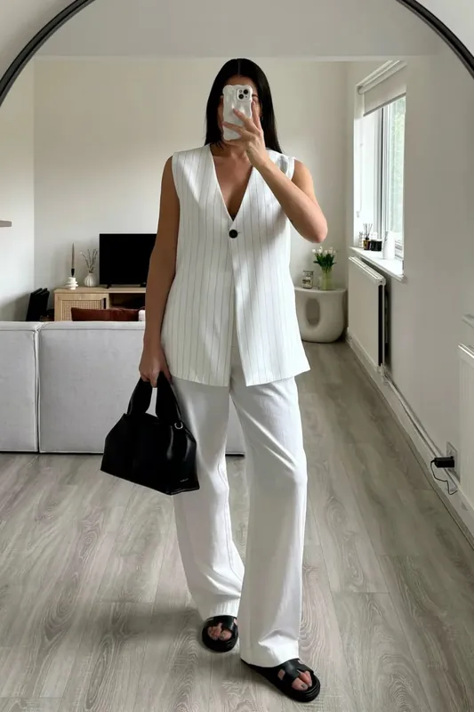 Striped V Neck Waistcoat - Hiccup