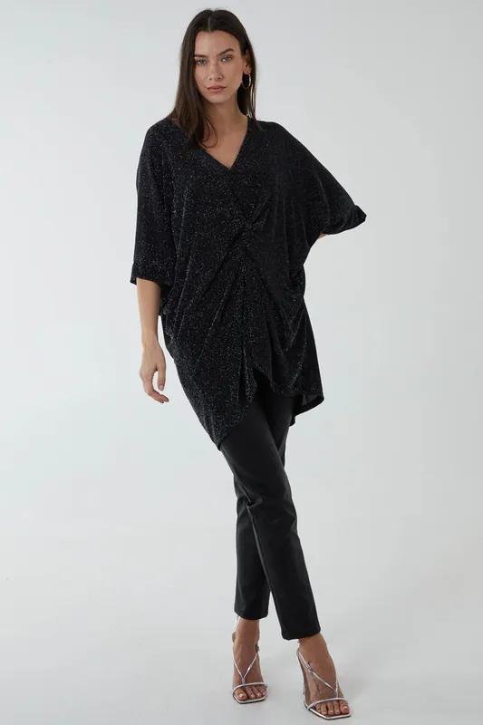 Twist Front Metalic Top - Blue Vanilla