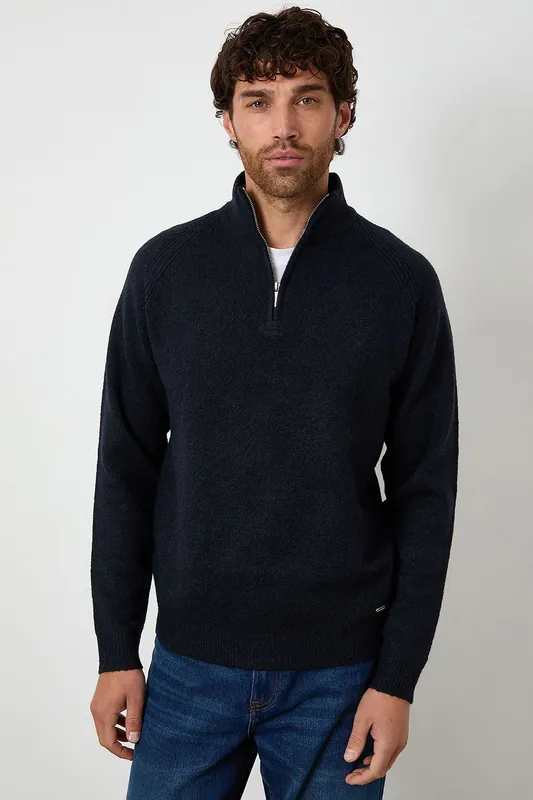 Raglan Rib Quarter Zip Knitted Jumper - Threadbare