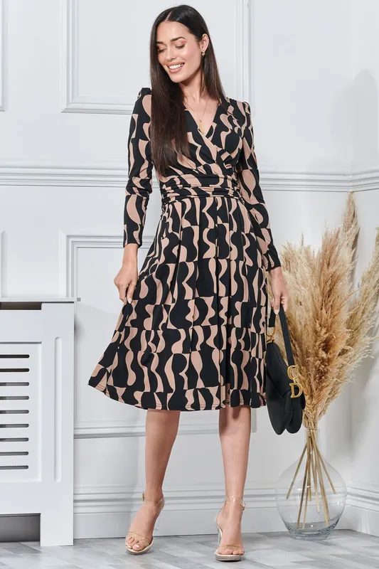 Calla Long Sleeve Jersey Wrap Dress - Jolie Moi