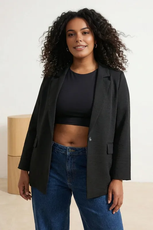 Single Button Tailored Classic Blazer Jacket - WOVCOR