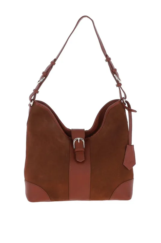 'Tesoro Toscano' Top Zip Soft Suede Leather Shoulder Bag - Ashwood Leather