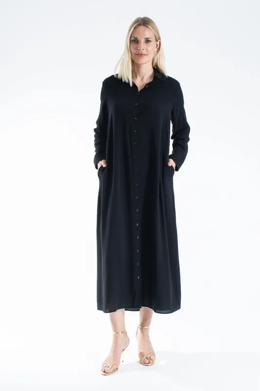 Womens Viscose Long Sleeve Maxi Shirt Dress - Belissh