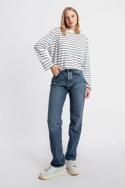 Striped Crew Neck Classic Sweatshirt - Hiccup
