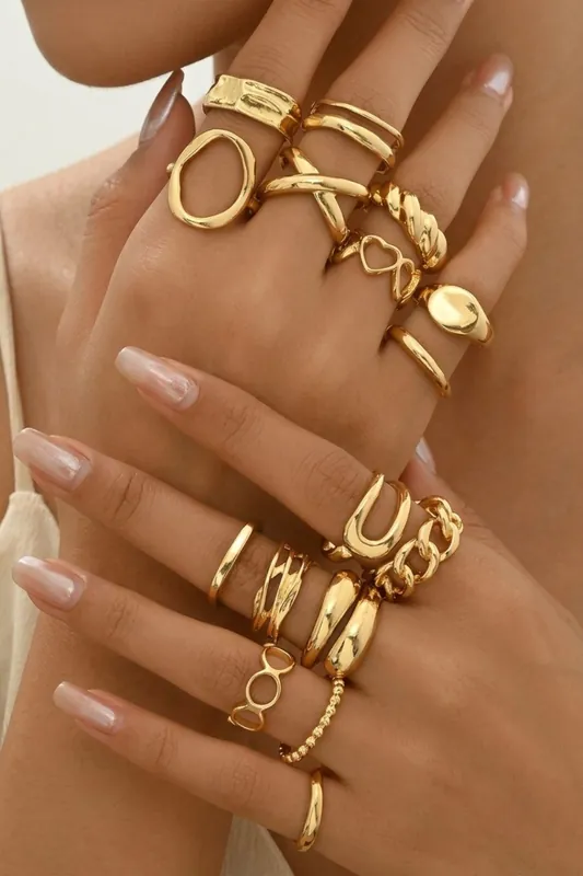 Multi Gold Fashion Ring Set - Serla