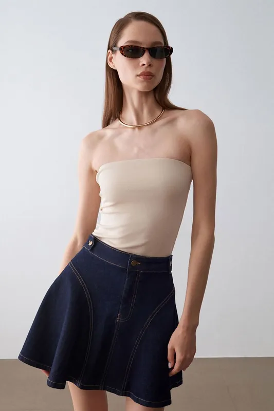 High-Waist Mini Skater Skirt