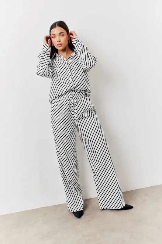 Cream Striped Trouser - In The Style