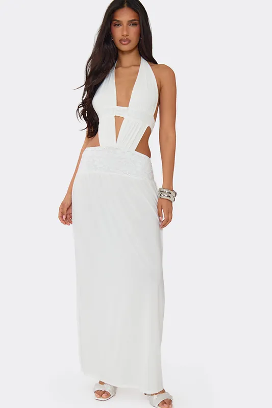 Sleeveless Panelled Lace Maxi Dress - EGO