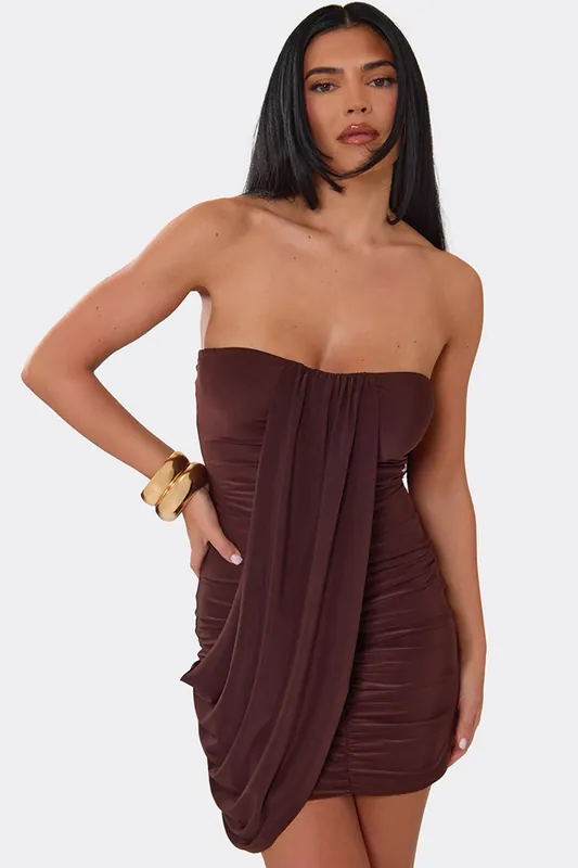Sleeveless Drape Mini Dress - EGO