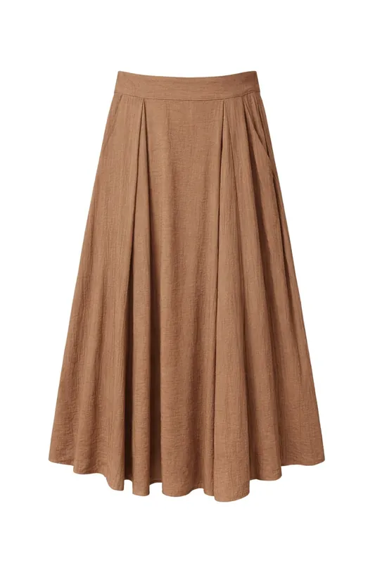 High-Waisted Lined Long Skirt