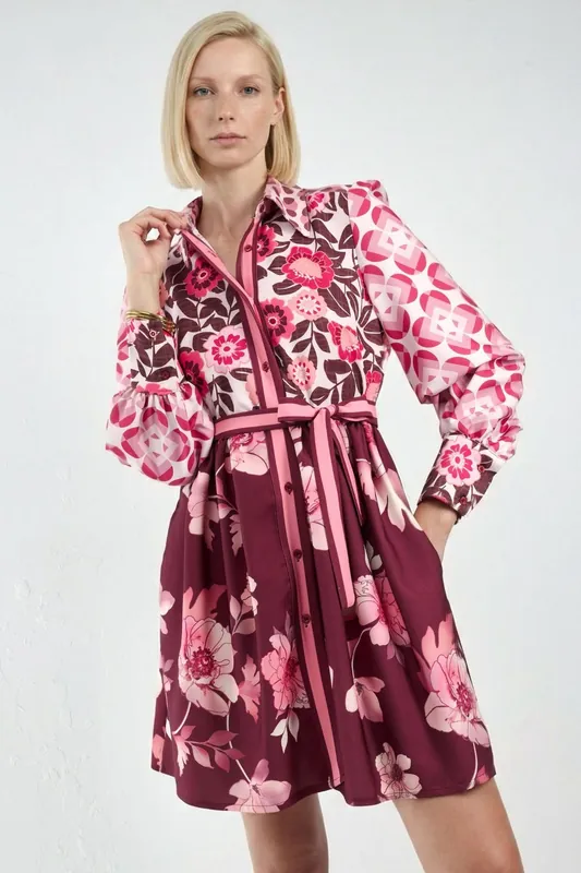 Patterned A-Line Mini Dress