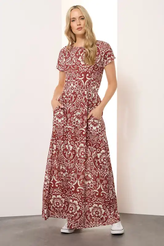 Tall Paisley Shirred Waist Maxi Dress - Long Tall Sally