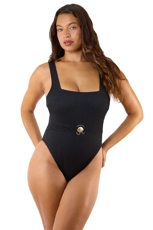 Onyx Black Textured 'Swimsuit' - Peek & Beau