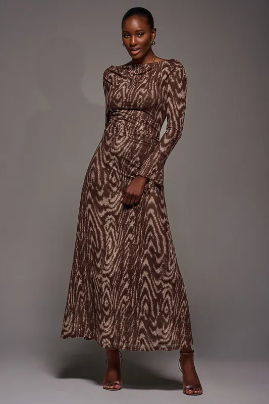 Long Sleeve Slash Neck Maxi Dress - Jolie Moi