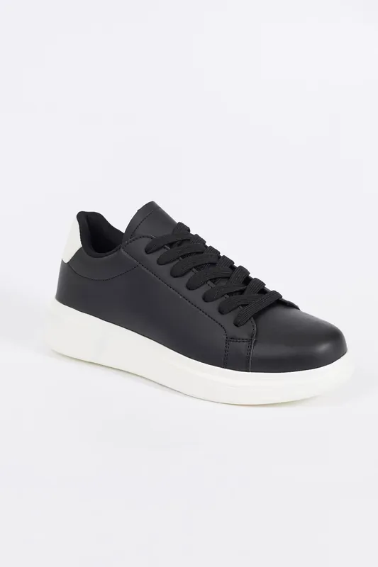 Faux Leather Chunky Sole Lace Up Trainer - Brave Soul