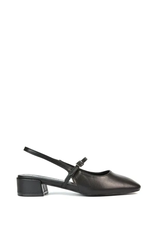 Marie' Low Block Heel Square Toe Closed Toe Slingback Shoes - XY London