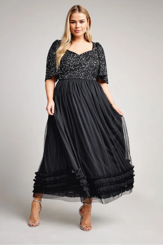 Sequin Sweetheart Ruffle Maxi Dress - Yours