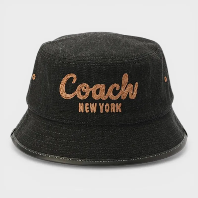 Embroidered Denim Bucket Hat Black - Coach