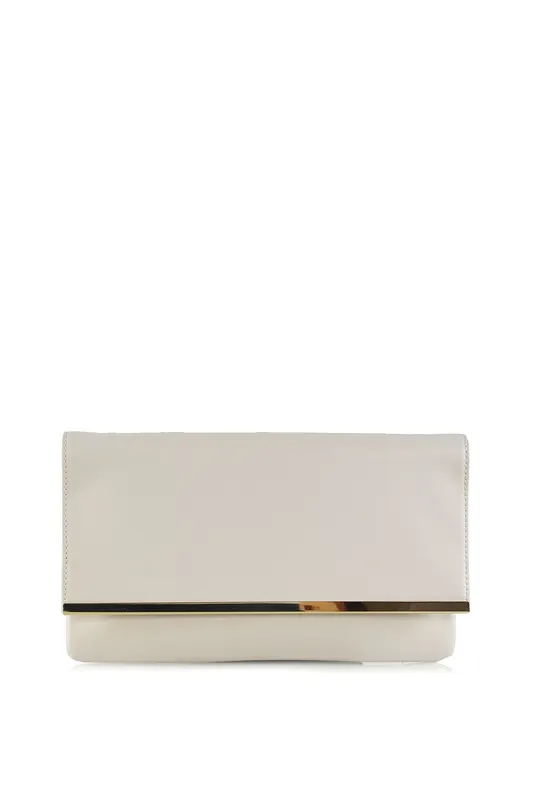 'Alicia'' Chrome Trim Clutch Evening Bag With Detachable Chain Strap - XY London