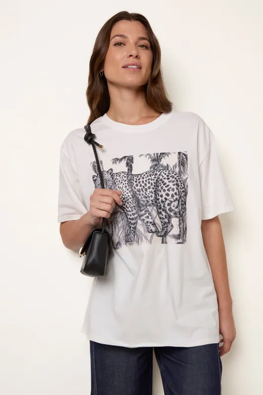 Ivory Graphic Print Crew-Neck T-shirt