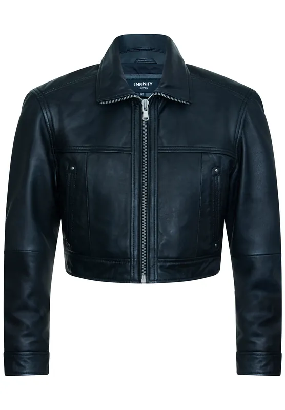 Cropped Biker Leather Jacket - Dubai