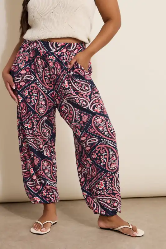 Paisley Print Harem Trousers - Yours
