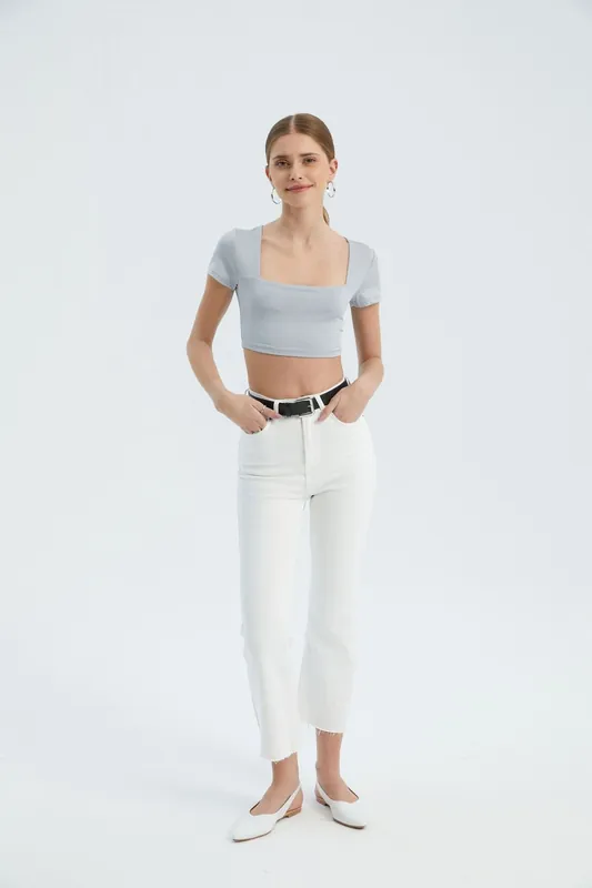 Square Neck Basic Crop Top - Hiccup