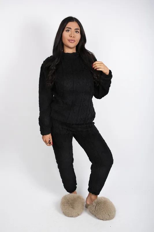 Arlina Textured Fleece Top And Jogger Co-ord Set