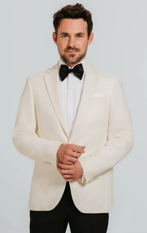 White Notch Lapel 2 Piece Tuxedo with Black Trousers - Dobell