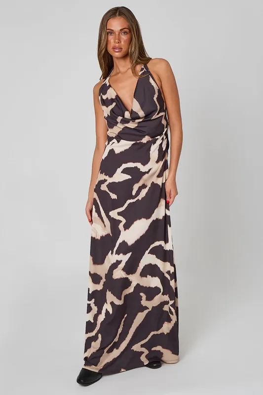 Tort Halter Cowl Maxi Dress - Urban Bliss
