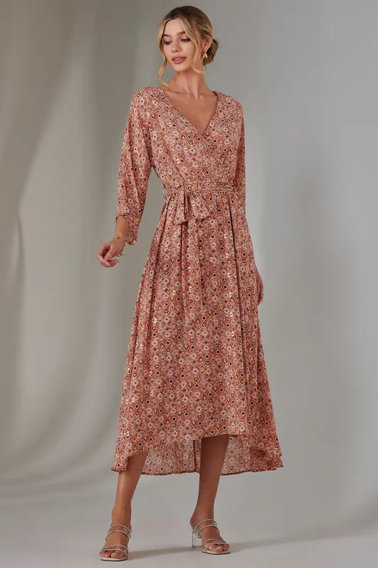 Gold Spot Printed Chiffon Maxi Dress - Jolie Moi