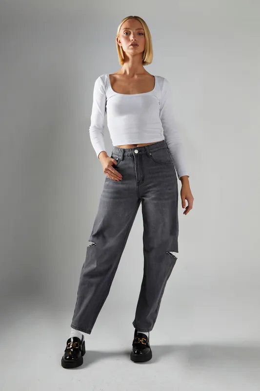 Stonewash Ripped Jeans - Shnoo
