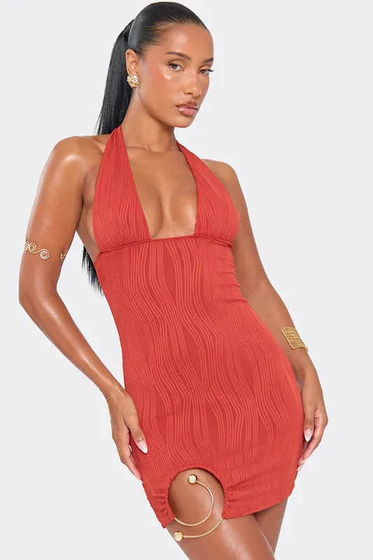Strappy Textured Mini Dress - EGO