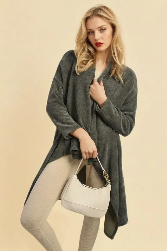 Lydia Open Front Long Back Knitted Cardigan - IKRUSH