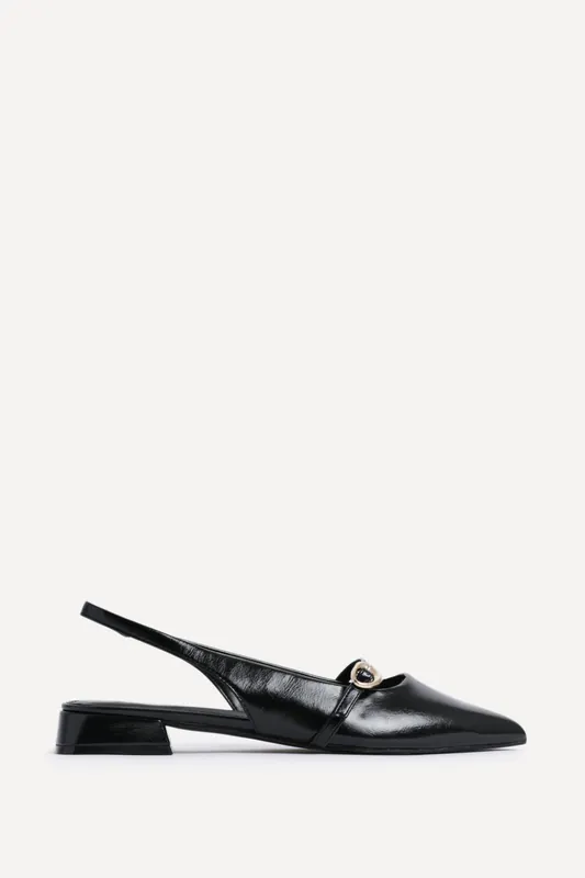 Align Black Faux Leather Ballet Flats - Linzi