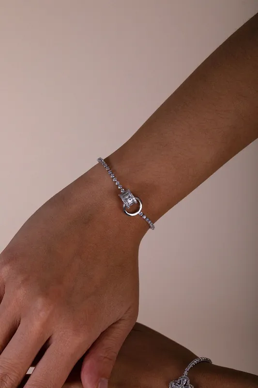 Double Ring Diamante Bracelet - Gift Boxed