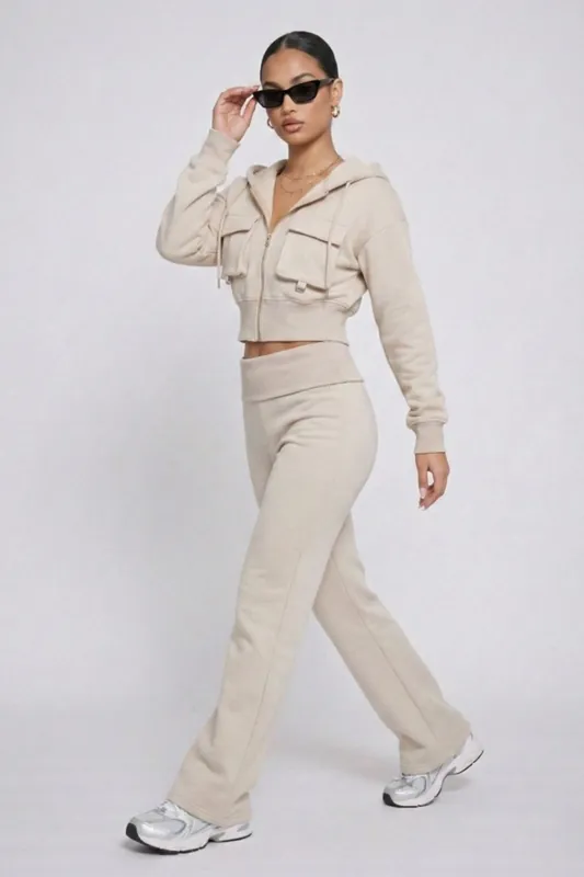 Hooded Top and Fold Over Waist Trouser Fleece Co-ord Set