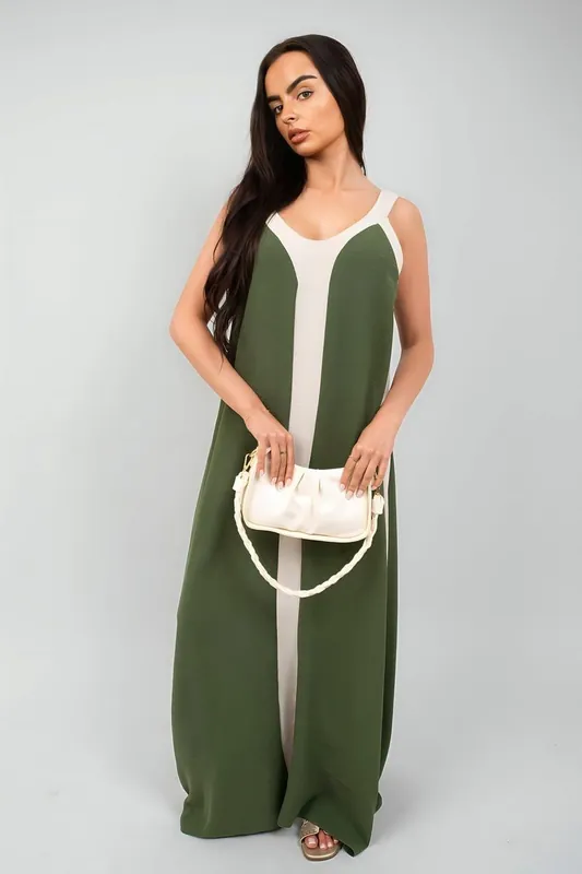 Bianca Two-tone Sleeveless Cami Maxi Dress