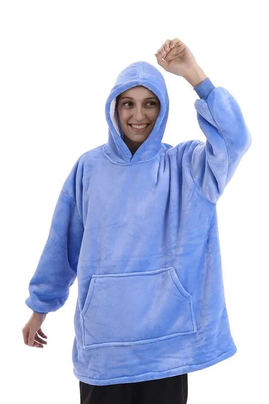 Sherpa Flannel Oversized Hoodie Blanket - MODISHION