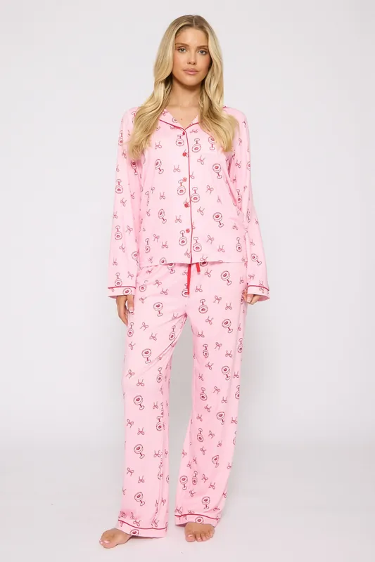 Martini Printed Traditional Long Sleeved Pyjamas - Loungeable