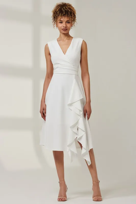 Qiana Ruffle Detail Midi Dress - Jolie Moi