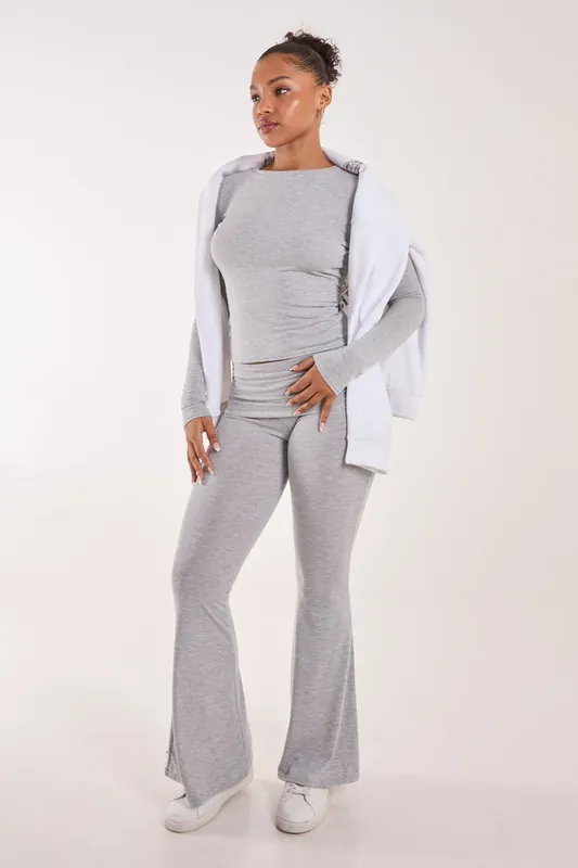 Fold Over Waist Lounge Flares - Pink Vanilla
