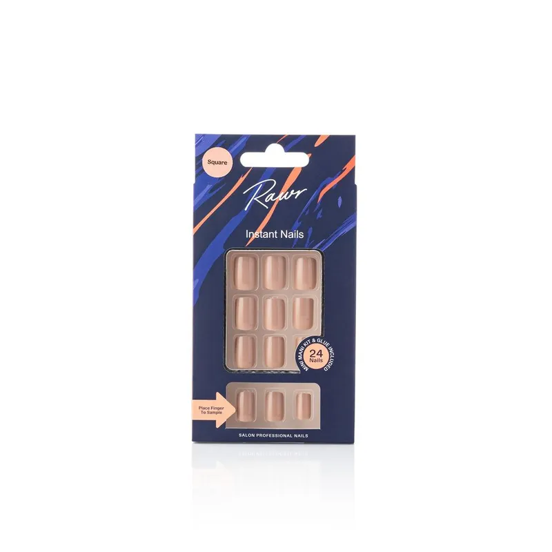 Rawr Beauty: Stick On Nails – Glossy Beige Square (RW1258)
