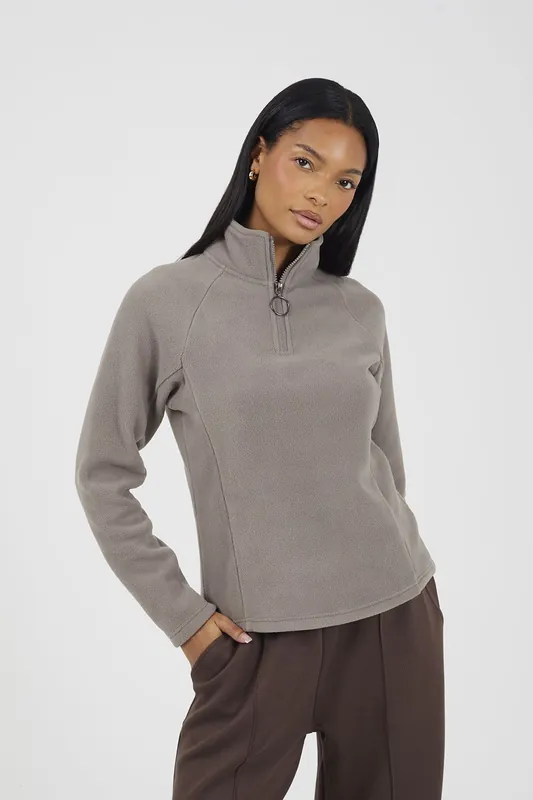 Quarter Zip Polar Fleece Sweatshirt - Brave Soul
