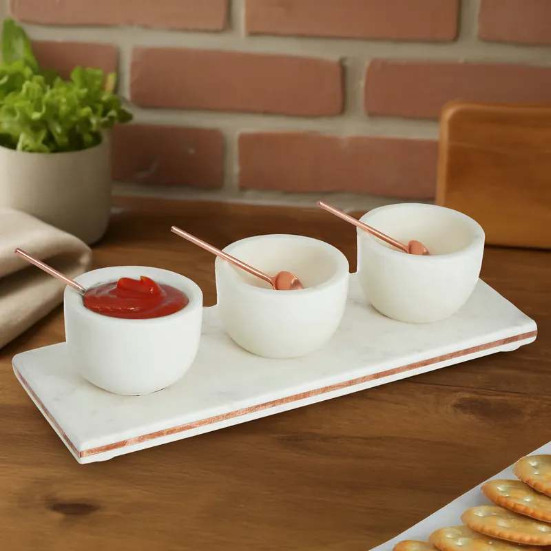 Monzaro 3 Pc Marble And Copper Inlay Serving Board Set - Orsina