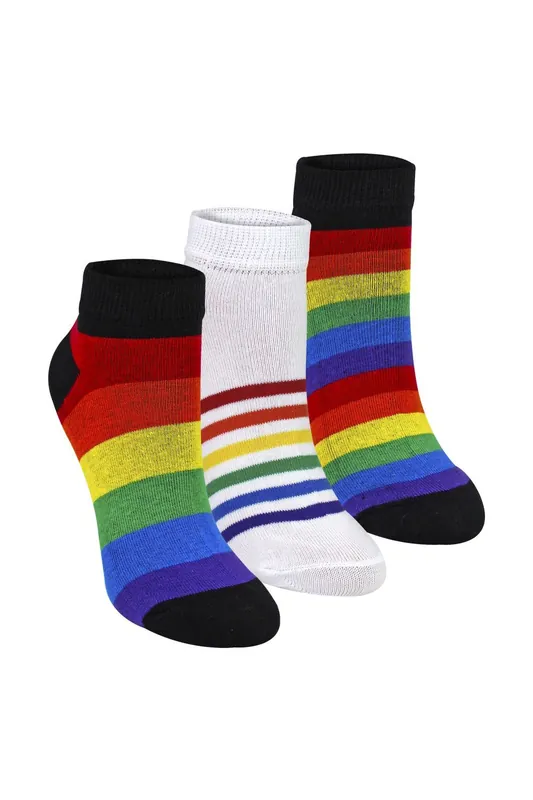 3 Pack Rainbow Trainer Cotton Socks Bright Colourful Striped Socks - Sock Snob