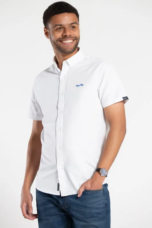Cotton Short Sleeved Button-Up Oxford Shirt