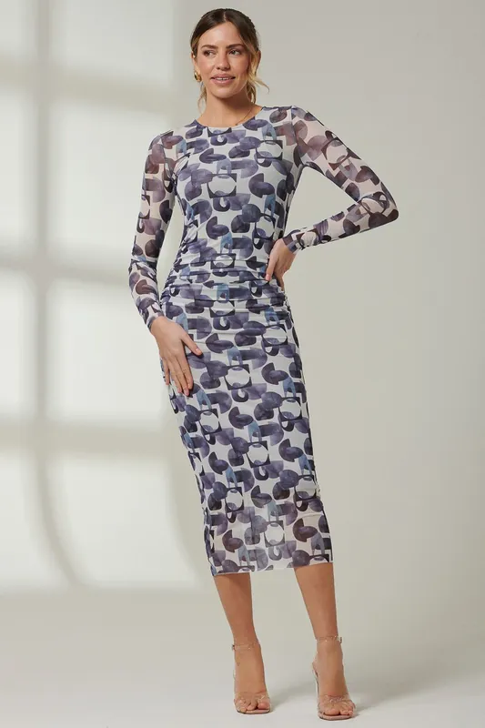Mabyn Mesh Long Sleeve Midaxi Dress - Jolie Moi