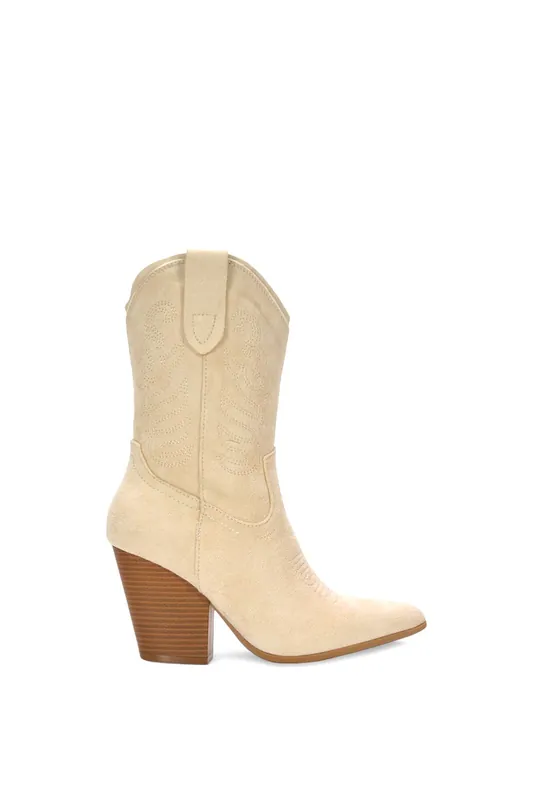 Astraea' Western Cowboy Calf Ankle Boots With Block Heel - XY London
