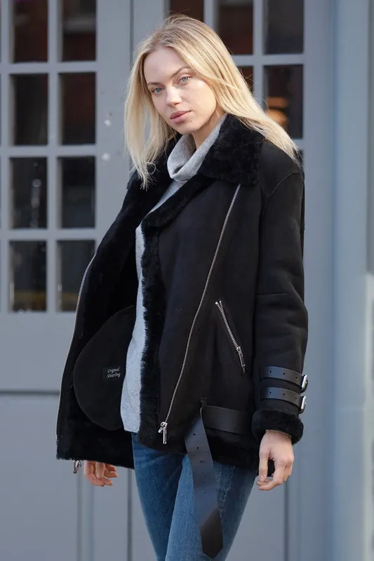 Khloe' Oversized Sheepskin Flying Jacket - Ashwood Leather